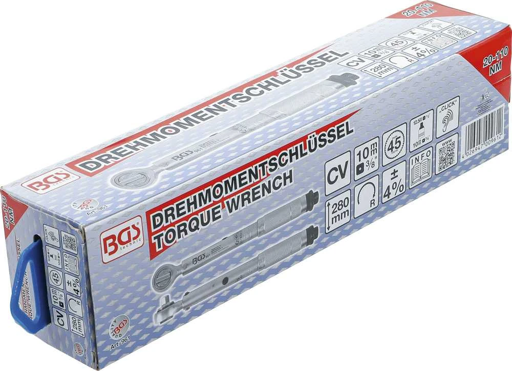 Bgs Technic Dinamometrinis raktas | 10 mm (3/8") | 20–110 Nm | su adapteriu (961)