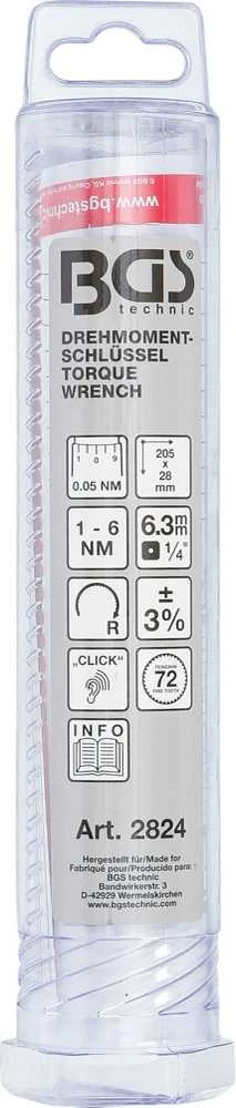 Bgs Technic Dinamometrinis raktas | 6.3 mm (1/4") | 1 - 6 Nm (2824)