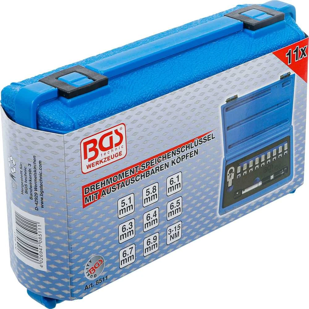 Bgs Technic Dinamometrinis raktas stipinams | keičiamos galvos | 3 - 15 Nm (8511)