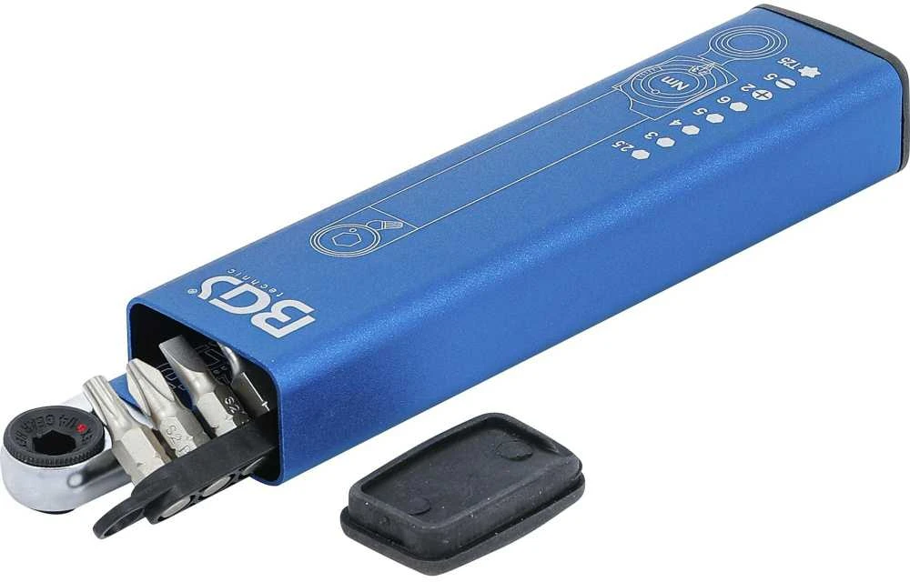 Bgs Technic Dinamometrinis raktas | Vidinis šešiakampis 6,3 mm (1/4") | 2–10 Nm | su antgalių rinkiniu | 9 vnt. (74295)