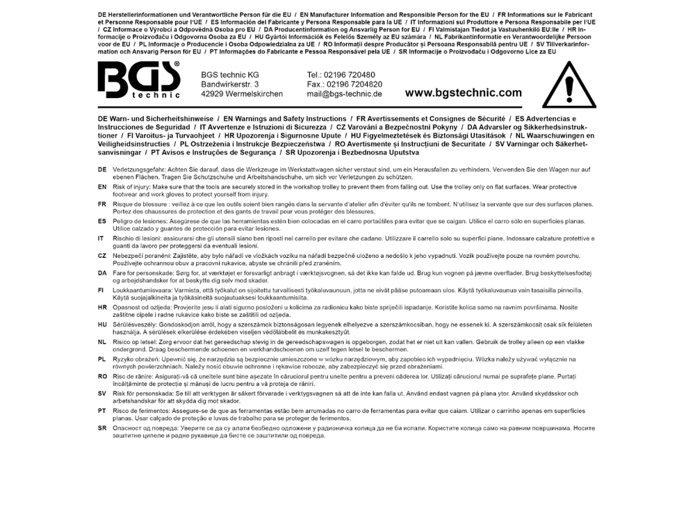 Bgs Technic Dirbtuvių vežimėlis | 7 stalčiai | su 246 įrankiais (6060)