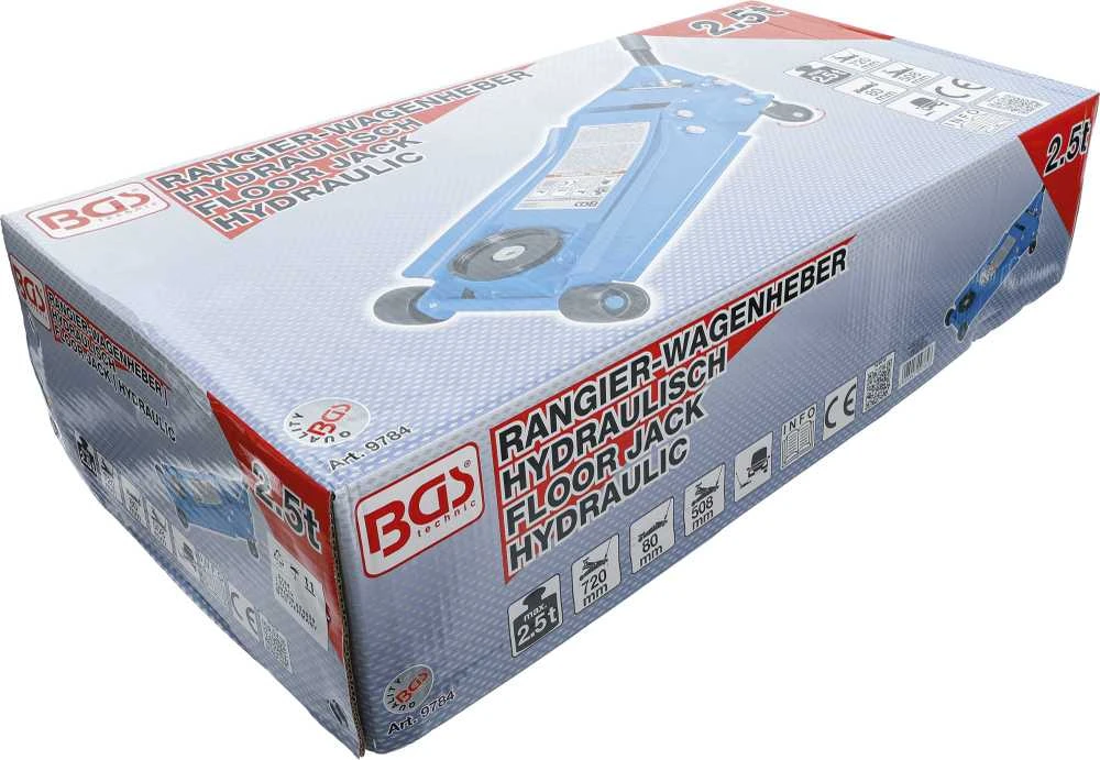 Bgs Technic Domkratas su ratukais | hidraulinis | ypač žemas | 2.5 t (9784)
