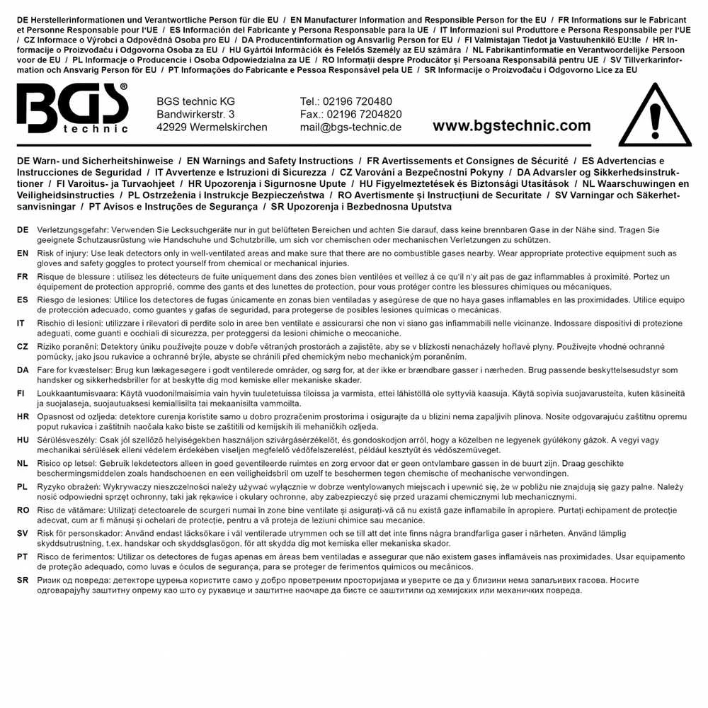 Bgs Technic Automobilinių sistemų dūmų nuotėkio detektorius | 12 V | 15–20 l/min (74555B)
