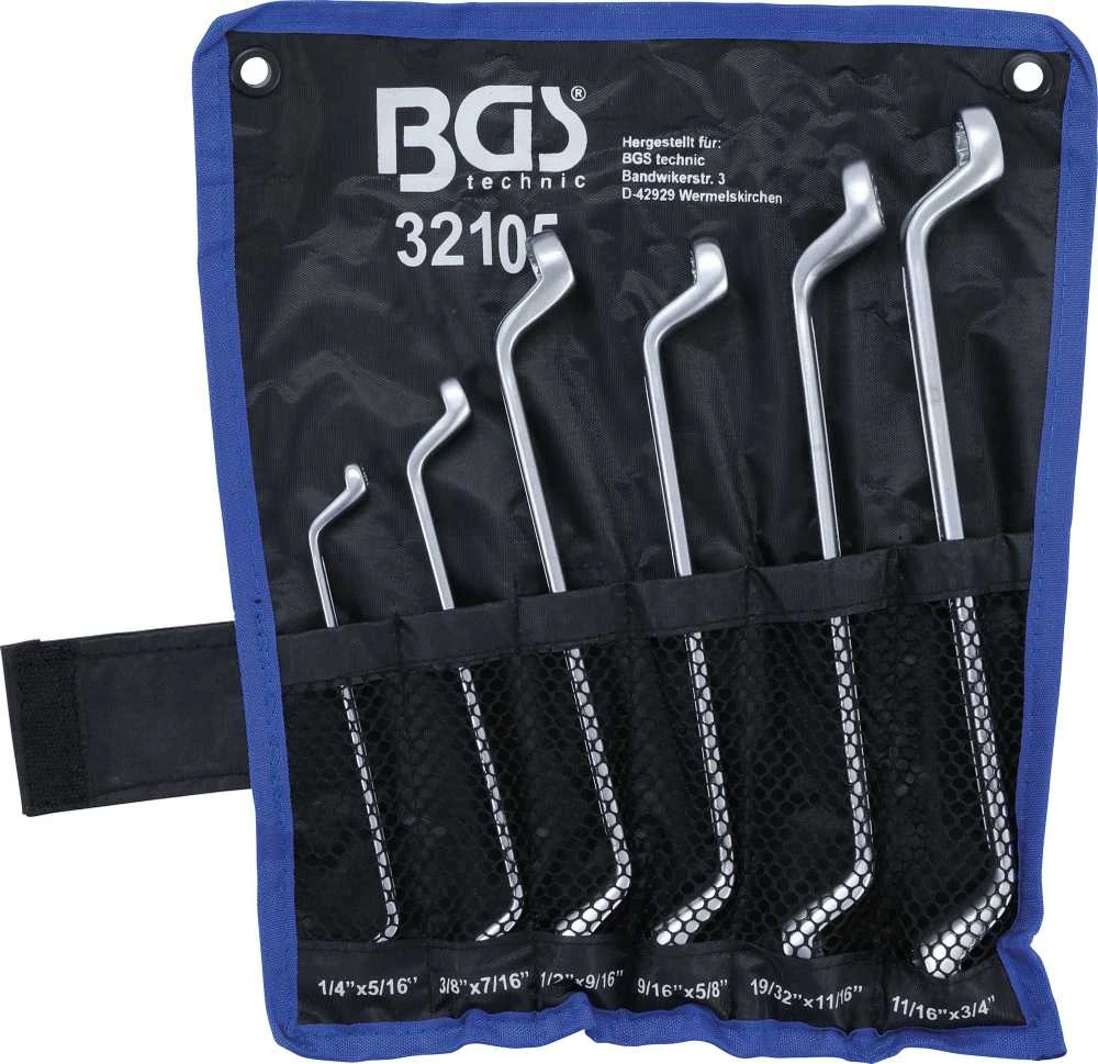 Bgs Technic Dvigubo žiedo raktų rinkinys | lenkti | 1/4 "- 3/4" | Coliniai dydžiai | 6 vnt. (32105)