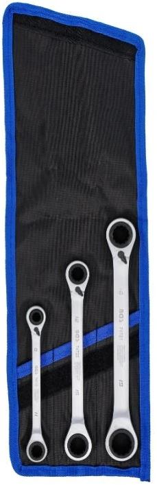 Bgs Technic Dvipusių terkšlinių kilpinių raktų rinkinys | 4-in-1 | 8–19 mm | 3 vnt. (74718)