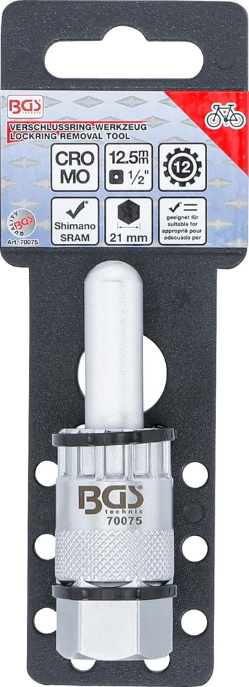 Bgs Technic Dviračio kasetės ir stabdžių disko fiksavimo žiedo galvutė BGS | 12 mm ašiai | 1/2" (70075)