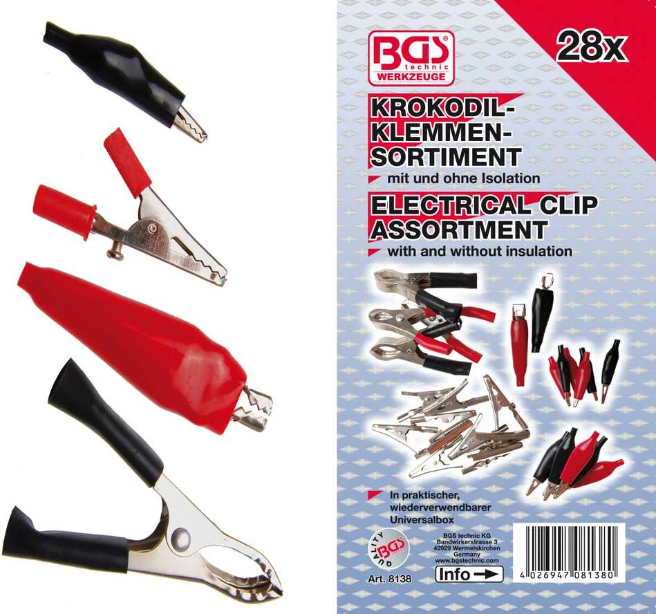 Bgs Technic Elektrinių spaustukų asortimentas | 28 vnt. (8138)