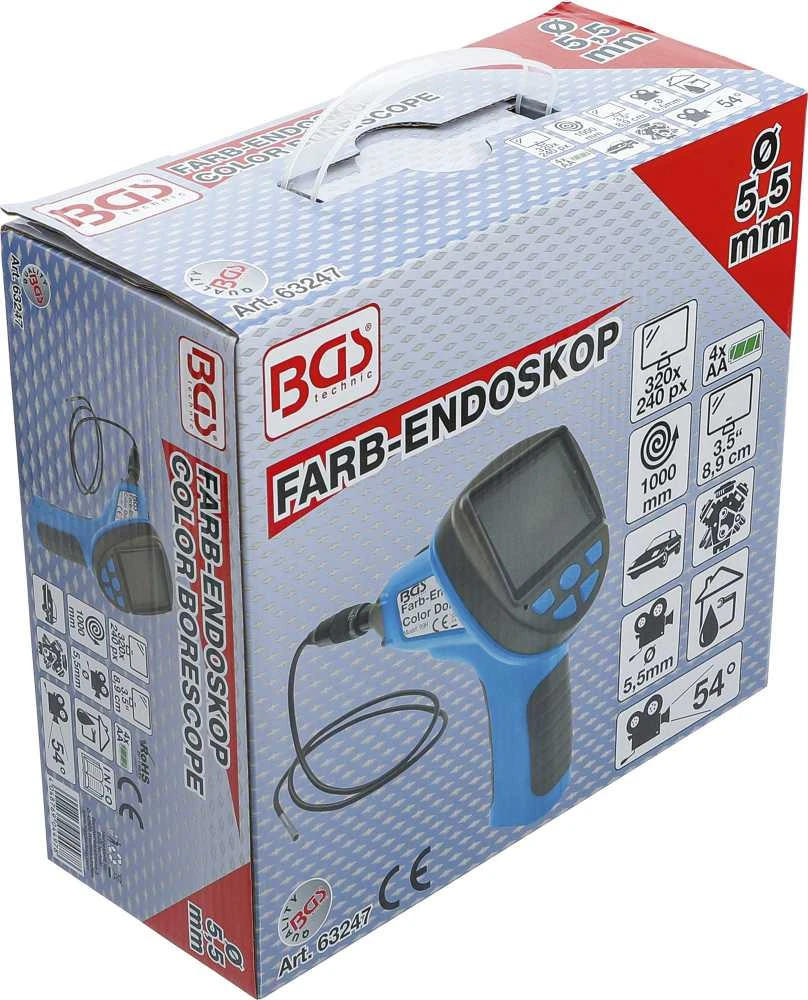Bgs Technic Endoskopas spalvotas su kamera ir fotoaparatu LCD ekranas (63247)