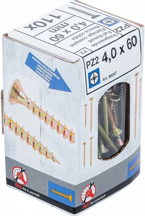 Bgs Technic Galvanizuoti varžtai PZ2 | 4.0 x 60 mm | su kryžmine įpjova | 110 vnt. (88047)