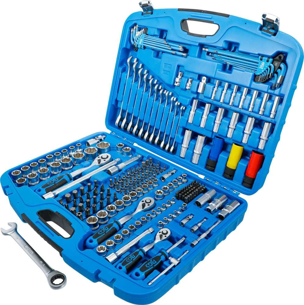 Bgs Technic Galvučių ir raktų komplektas | terkšliniai veržliarakčiai | 6,3 mm (1/4") / 10 mm (3/8") / 12,5 mm (1/2") | 218 vnt. (8820)