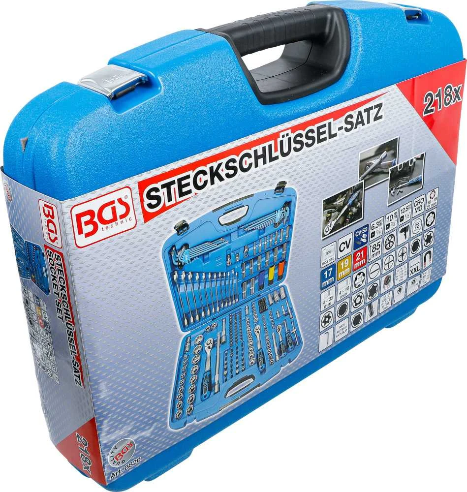 Bgs Technic Galvučių ir raktų komplektas | terkšliniai veržliarakčiai | 6,3 mm (1/4") / 10 mm (3/8") / 12,5 mm (1/2") | 218 vnt. (8820)