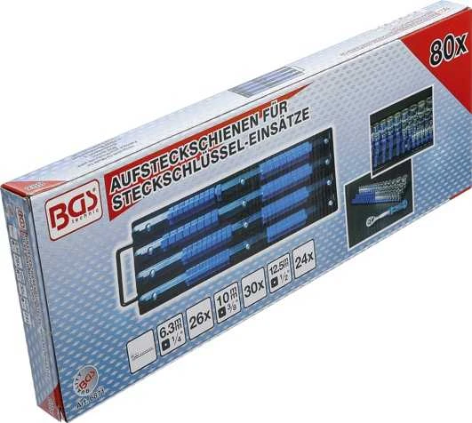 Bgs Technic Galvučių laikiklis | su 80 klipų | 6,3 mm (1/4 ") | 10 mm (3/8") | 12,5 mm (1/2") (6871)