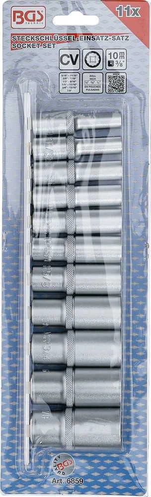 Bgs Technic Galvučių rinkinys, 12-kampų, ilgos | 10 mm (3/8") | Coliniai dydžiai | 11 vnt. (6859)