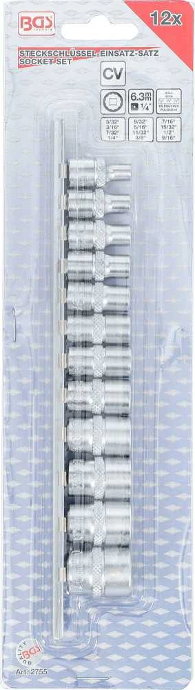 Bgs Technic Galvučių rinkinys, 12-kampų | 6.3 mm (1/4") | coliniai dydžiai | 11 vnt. (2755)