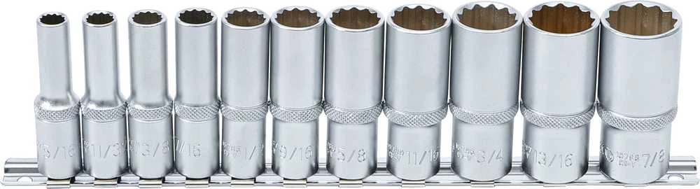Bgs Technic Galvučių rinkinys, 12-kampų, ilgos | 10 mm (3/8") | Coliniai dydžiai | 11 vnt. (6859)