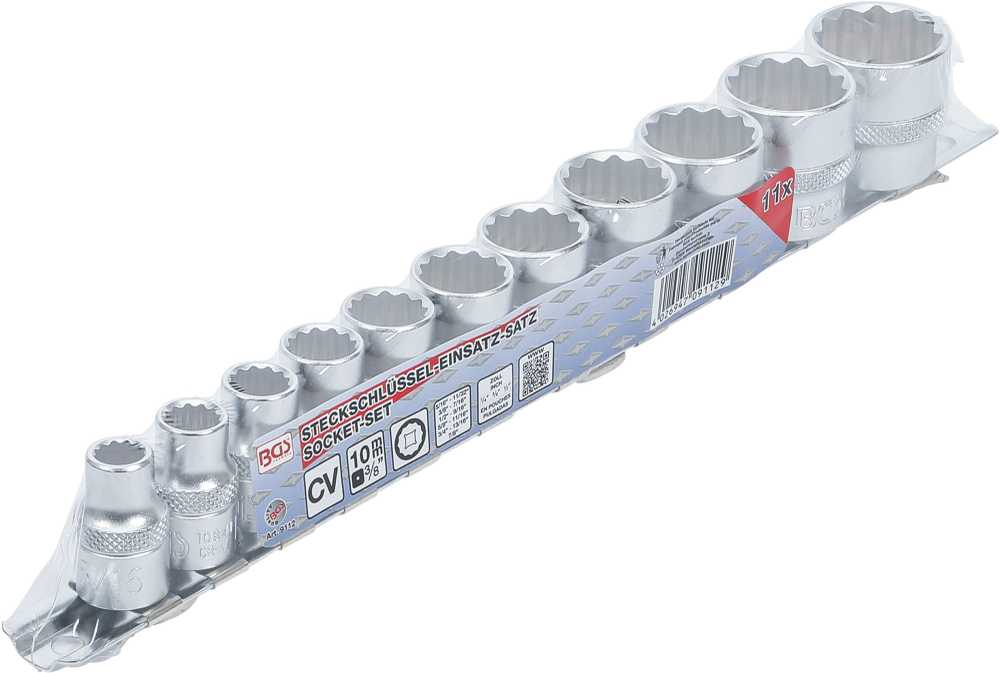 Bgs Technic Galvučių rinkinys, 12 kampų | 10 mm (3/8") | Coliniai dydžiai | 11 vnt. (9112)