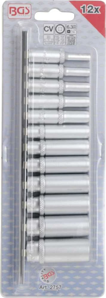 Bgs Technic Galvučių rinkinys, 12 kampų, ilgos | 6.3 mm (1/4") | coliniai dydžiai | 12 vnt. (2757)