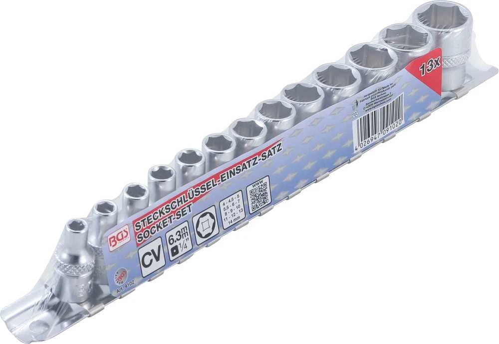 Bgs Technic Galvučių rinkinys, 6-kampės | 6.3 mm (1/4") | 4 - 14 mm | 13 vnt. (9102)