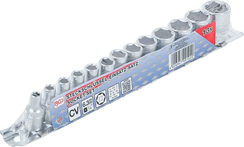 Bgs Technic Galvučių rinkinys, 6-kampės | 6.3 mm (1/4") | 4 - 14 mm | 13 vnt. (9102)