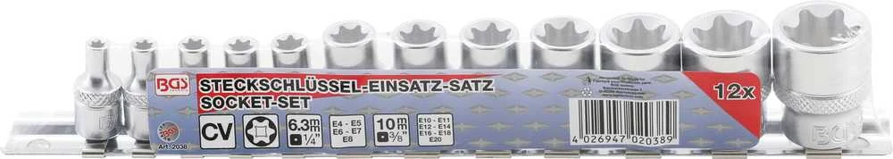 Bgs Technic Galvučių rinkinys E-Tipas | 6.3 mm (1/4") / 10 mm (3/8") | 12 vnt. (2038)
