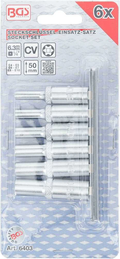 Bgs Technic Galvučių rinkinys E-Tipas | Ilgos | 6.3 mm (1/4") | E4 - E10 | 6 vnt. (6403)
