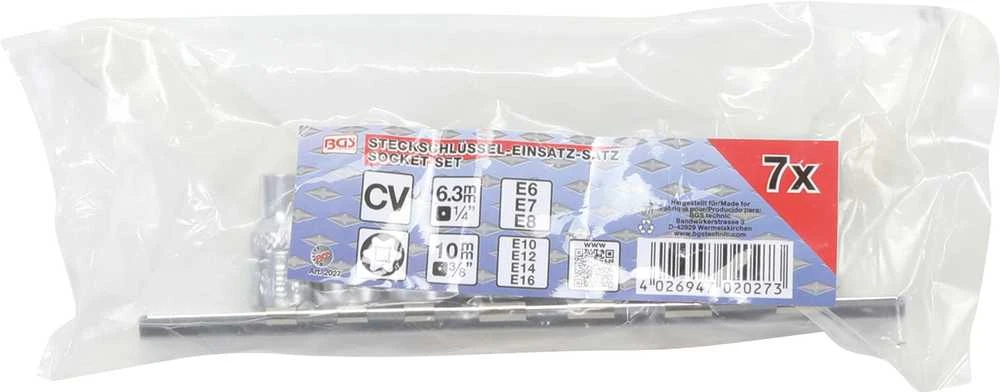 Bgs Technic Galvučių rinkinys E-Tipas | 6.3 mm (1/4") / 10 mm (3/8") | E6 - E16 | 7 vnt. (2027)
