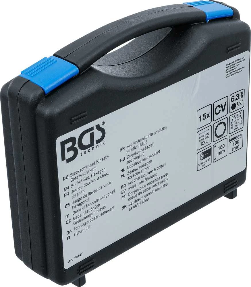 Bgs Technic Galvučių rinkinys | ilgas tipas | 6.3 mm (1/4") | elektriniams gręžtuvams | 5.5 - 19 mm | 15 vnt. (70147)