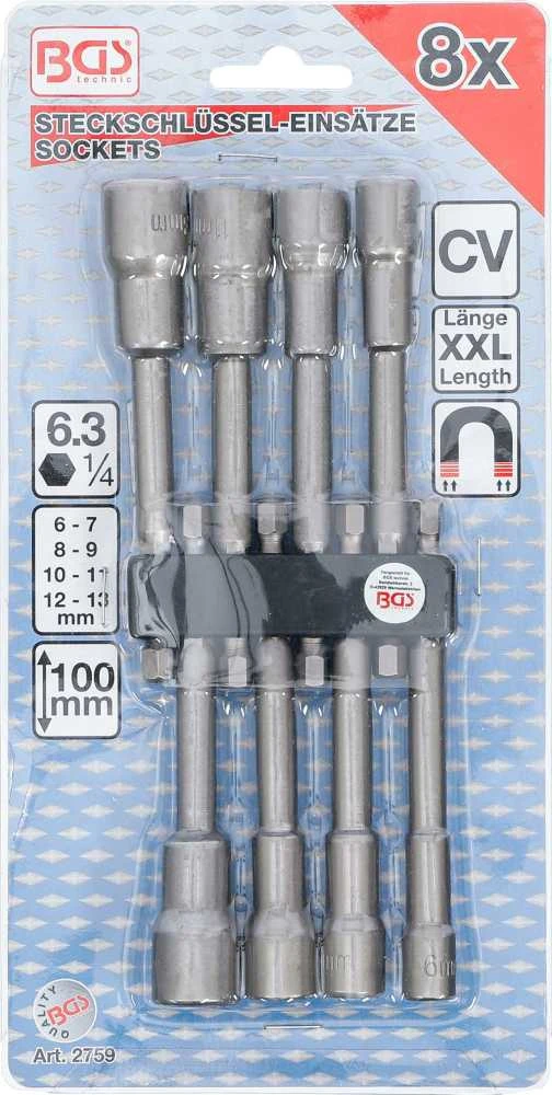 Bgs Technic Galvučių rinkinys | ilgas tipas | 6.3 mm (1/4") | elektriniams gręžtuvams | 6 - 13 mm | 8 vnt. (2759)