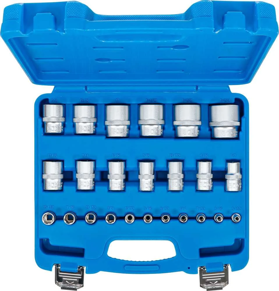 Bgs Technic Galvučių rinkinys, šešiakampės | 6.3 mm (1/4") + 12.5 mm (1/2") | Coliniai dydžiai | 23 vnt. (2246)