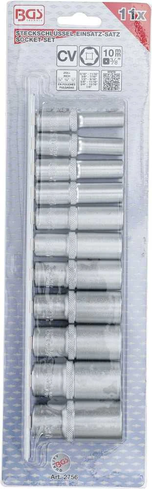 Bgs Technic Galvučių rinkinys, šešiakampės, ilgos | 10 mm (3/8") | Coliniai dydžiai | 11 vnt. (2756)