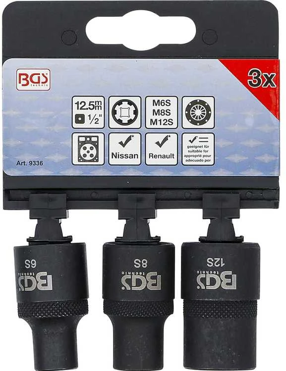 Bgs Technic Galvučių rinkinys | Spline (Ribe) M6S, M8S, M12S | 3 vnt. (9336)