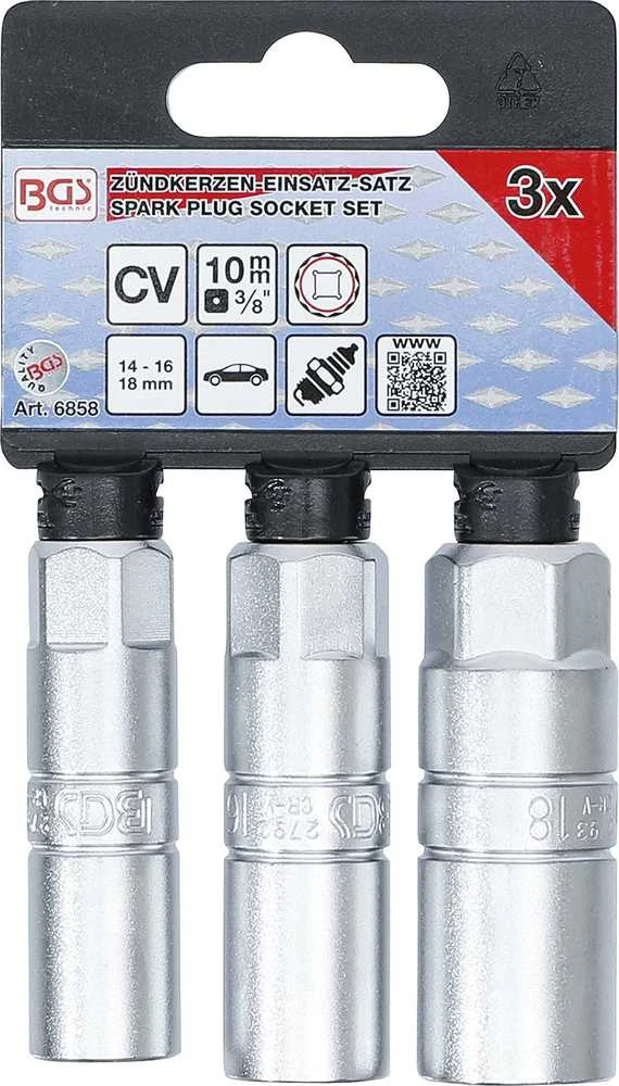 Bgs Technic Galvučių rinkinys žvakėms 12 kampų | 10 mm (3/8") | 14 - 16 - 18 mm | 3 vnt. (6858)
