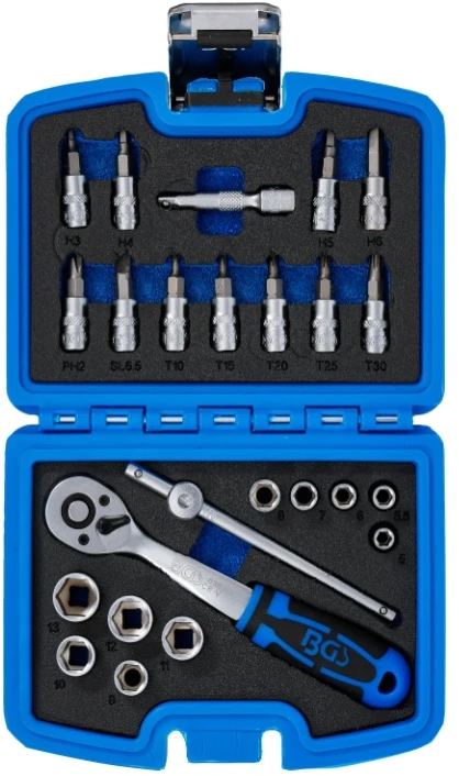 Bgs Technic Galvučių su terkšle rinkinys | 6.3 mm (1/4") | 24 vnt. (74713)