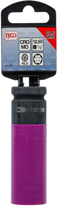 Bgs Technic Galvutė smūginė ilga plonasienė | su plastikine apsauga | 12,5 mm (1/2") | 21.5 mm (7326)