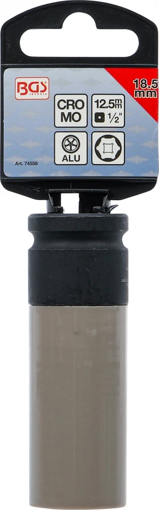 Bgs Technic Galvutė smūginė ilga plonasienė | su plastikine apsauga | 12,5 mm (1/2") | 18.5 mm (74558)