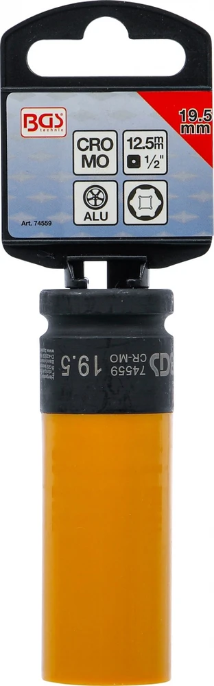 Bgs Technic Galvutė smūginė ilga plonasienė | su plastikine apsauga | 12,5 mm (1/2") | 19.5 mm (74559)