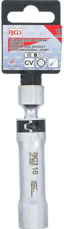 Bgs Technic Galvutė žvakėms šarnyrinė 12 kampų, su atramine spyruokle | 10 mm (3/8") | 16 mm (2391)