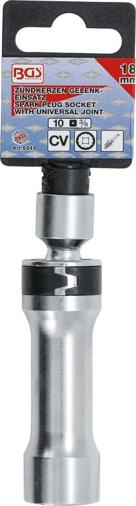 Bgs Technic Galvutė žvakėms šarnyrinė 12 kampų | su atramine spyruokle 10 mm (3/8") | 18 mm (6849)