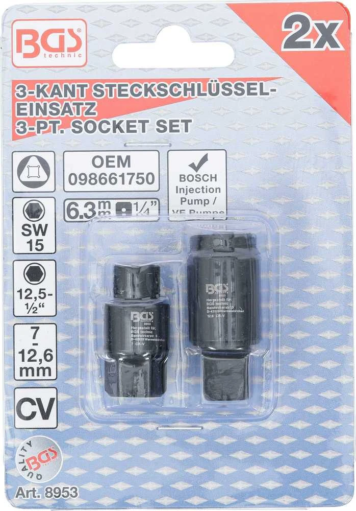 Bgs Technic Galvutės įpurškimo siurbliams | 3-kampų | 7 / 12.6 mm (8953)