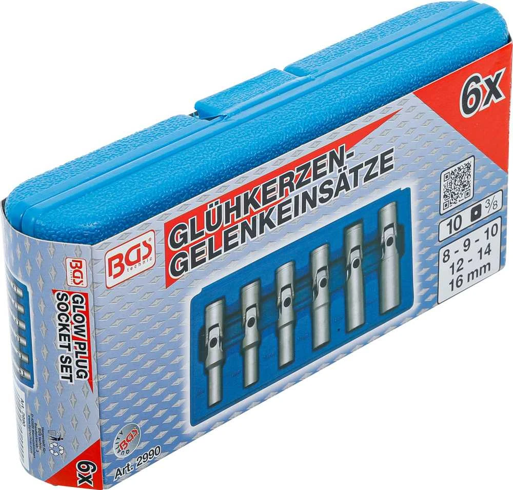 Bgs Technic Galvutės kaitinimo žvakėms | šarnyrinės | 10 mm (3/8") | 8-16 mm | 6 vnt. (2990)