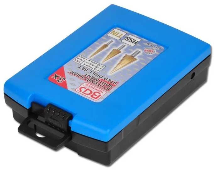 Grąžtas Bgs Technic Grąžtai skylės (pa)platinimui pakopiniai | Titano nitridas | Ø 4 - 30 mm | 3 vnt. (1624)