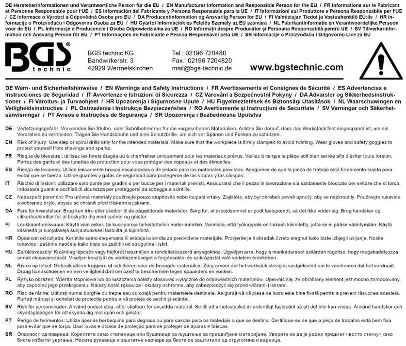 Bgs Technic Grąžtas pakopinis | titano nitridas | Ø 10–45 mm (74430B)