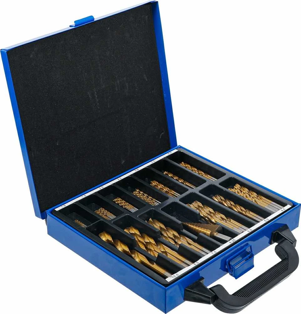 Grąžtas Bgs Technic Grąžtų ir pakopinės frezos rinkinys | HSS | titano nitridas | 1 - 10 mm | 119 vnt. (2009)