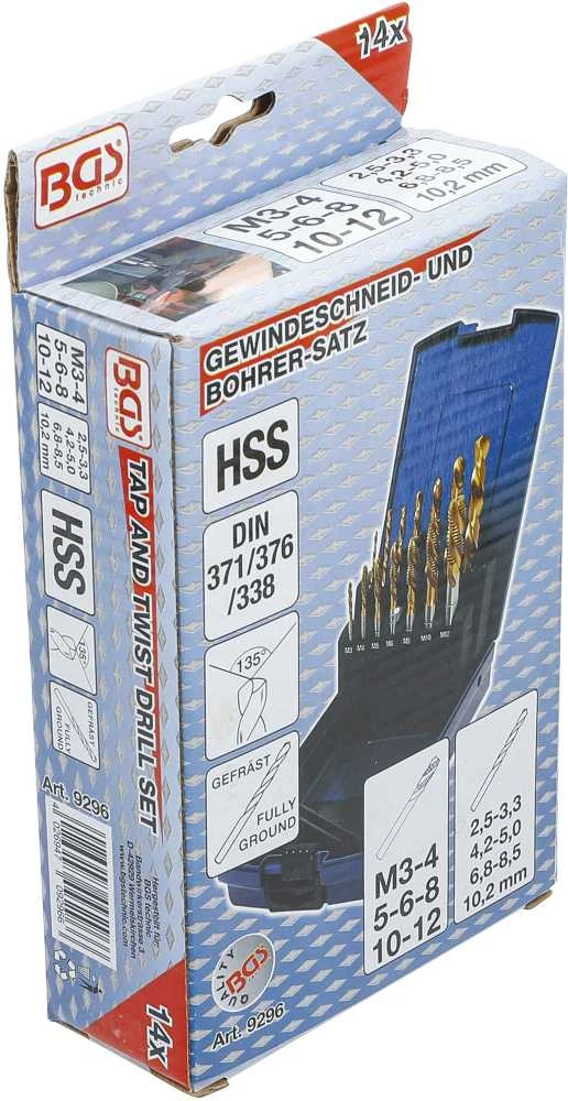 Grąžtas Bgs Technic Grąžtų ir sriegiklių rinkinys | Titano nitridas | 14 vnt. (9296)
