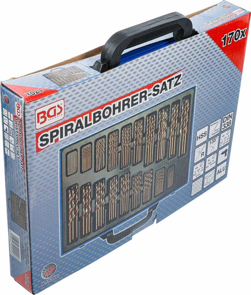 Grąžtas Bgs Technic Grąžtų metalui komplektas HSS | kobalto lydinys | 1 - 10 mm | 170 vnt. (2000)