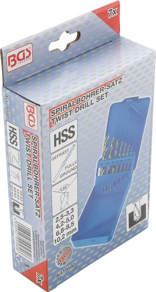 Grąžtas Bgs Technic Grąžtų rinkinys | HSS | Core Hole Sizes | Ø 2.5 - 10.2 mm | 7 vnt. (9580)