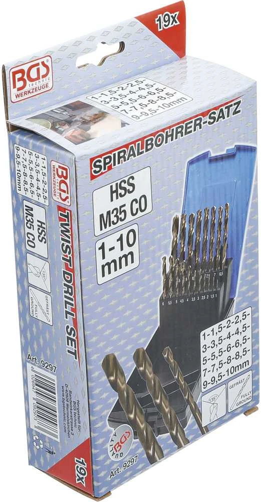 Grąžtas Bgs Technic Grąžtų rinkinys | HSS-G M35 kobalto plienas | 1 - 10 mm | 19 vnt. (9297)
