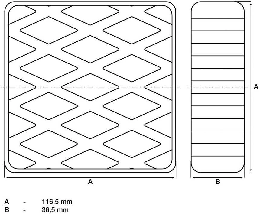 Bgs Technic Guminis padas | auto keltuvams | 116.5 x 116.5 x 36.5 mm (7037)