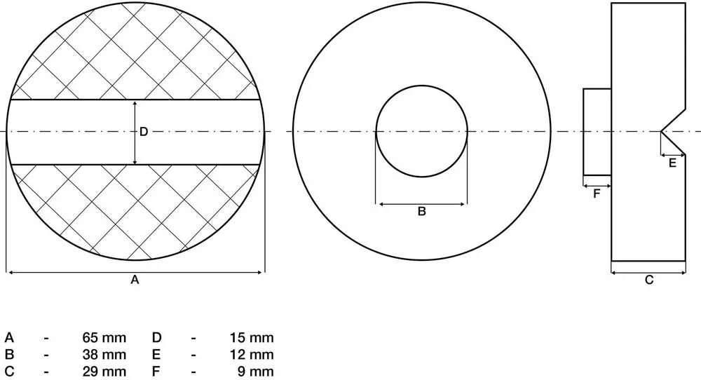 Bgs Technic Guminis padas | keltuvams ant ratukų | 65 x 38 mm (72108)
