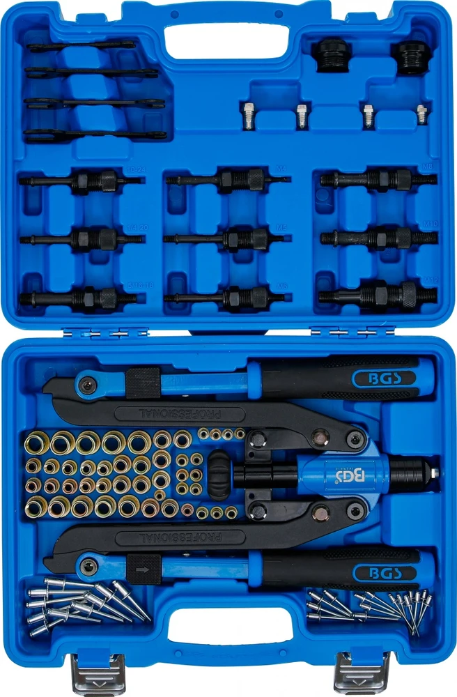 Bgs Technic Ilgų rankenų kniediklio rinkinys | aklosioms kniedėms Ø 3,2–6,4 mm ir kniedinėms veržlėms M4–M12 (74579)